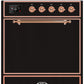 Ilve UM30DQNE3BKP Majestic Ii 30 Inch Dual Fuel Natural Gas Freestanding Range In Glossy Black With Copper Trim