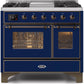 Ilve UMD10FDNS3MBB Majestic Ii 40 Inch Dual Fuel Natural Gas Freestanding Range In Blue With Bronze Trim