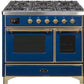 Ilve UMD10FDNS3MBGLP Majestic Ii 40 Inch Dual Fuel Liquid Propane Freestanding Range In Blue With Brass Trim