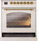 Ilve UP30NMPAWG Nostalgie Ii 30 Inch Dual Fuel Natural Gas Freestanding Range In Antique White With Brass Trim