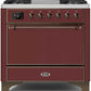 Ilve UM09FDQNS3BUB Majestic Ii 36 Inch Dual Fuel Natural Gas Freestanding Range In Burgundy With Bronze Trim