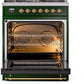 Ilve UP30NMPEGGLP Nostalgie Ii 30 Inch Dual Fuel Liquid Propane Freestanding Range In Emerald Green With Brass Trim