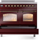 Ilve UPDI406NMPBUB Nostalgie Ii 40 Inch Electric Freestanding Range In Burgundy With Bronze Trim