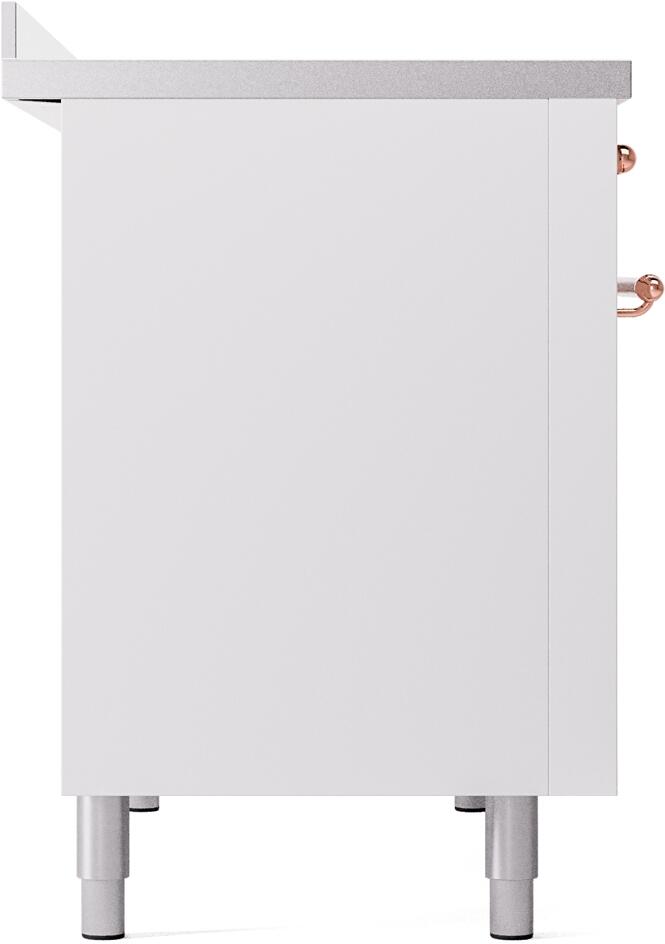 Ilve UPI486NMPWHP Nostalgie Ii 48 Inch Electric Freestanding Range In White With Copper Trim