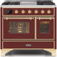 Ilve UMD10FDNS3BUG Majestic Ii 40 Inch Dual Fuel Natural Gas Freestanding Range In Burgundy With Brass Trim