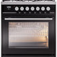 Ilve UP30WMPBKLP Professional Plus Ii 30 Inch Dual Fuel Liquid Propane Freestanding Range In Glossy Black With Trim