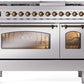 Ilve UP48FNMPSSB Nostalgie Ii 48 Inch Dual Fuel Natural Gas Freestanding Range In Stainless Steel With Bronze Trim