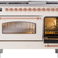 Ilve UP48FNMPAWPLP Nostalgie Ii 48 Inch Dual Fuel Liquid Propane Freestanding Range In Antique White With Copper Trim