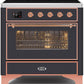 Ilve UMI09NS3MGP Majestic Ii 36 Inch Electric Freestanding Range In Matte Graphite With Copper Trim