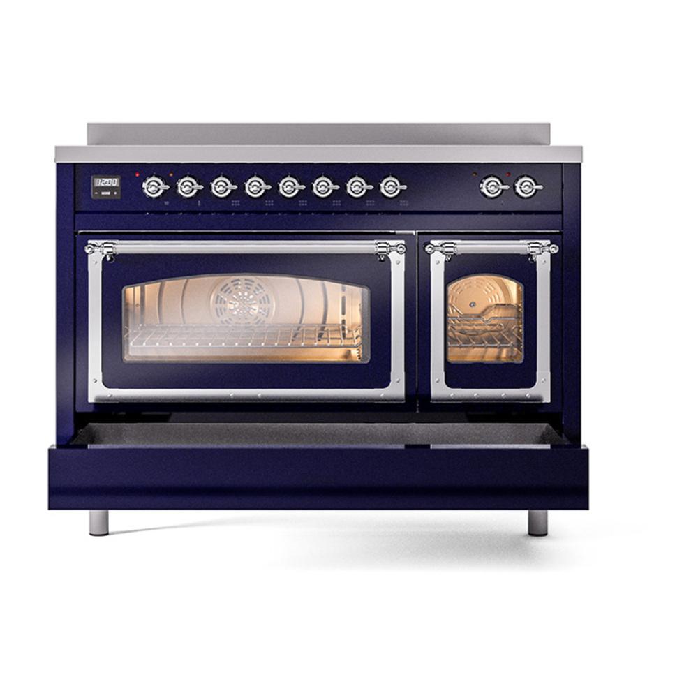 Ilve UNI486NMPMBC Ilve Uni486Nmpmbc Nostalgie Ii Noblesse 48" Induction Range (Triple Glass Door, Midnight Blue, Chrome)