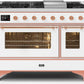 Ilve UM12FDNS3WHP Majestic Ii 48 Inch Dual Fuel Natural Gas Freestanding Range In White With Copper Trim