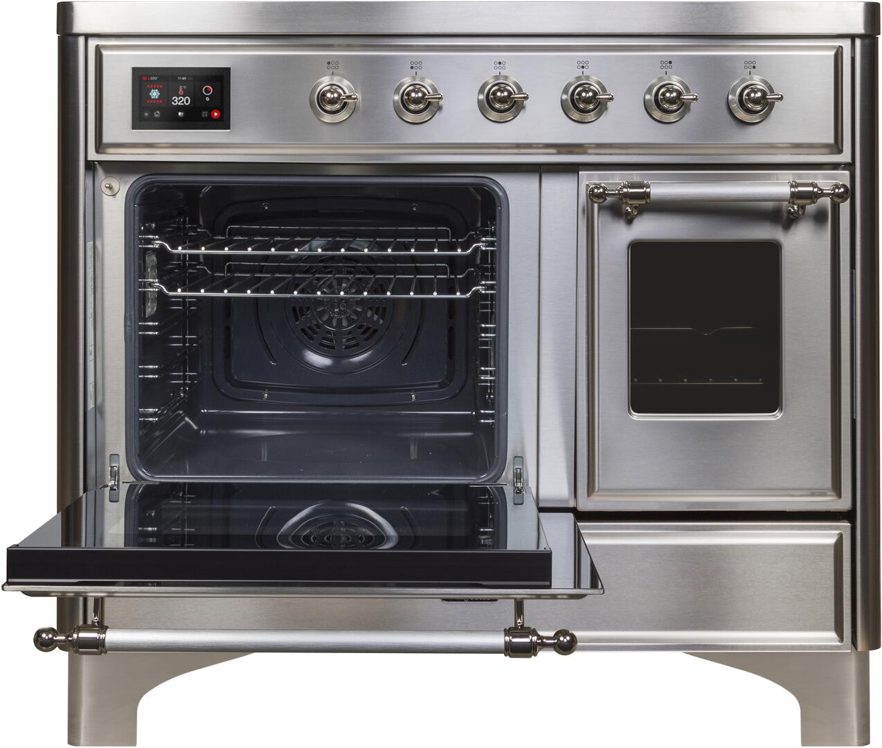 Ilve UMDI10NS3SSC Majestic Ii 40 Inch Electric Freestanding Range In Stainless Steel With Chrome Trim