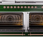 Ilve UP60FSNMPEGPLP Nostalgie Ii 60 Inch Dual Fuel Liquid Propane Freestanding Range In Emerald Green With Copper Trim