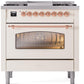 Ilve UP36FNMPAWPLP Nostalgie Ii 36 Inch Dual Fuel Liquid Propane Freestanding Range In Antique White With Copper Trim