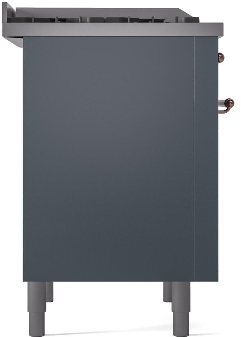 Ilve UP36FNMPBGP Nostalgie Ii 36 Inch Dual Fuel Natural Gas Freestanding Range In Blue Grey With Copper Trim