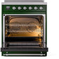 Ilve UPI304NMPEGC Nostalgie Ii 30 Inch Electric Freestanding Range In Emerald Green With Chrome Trim