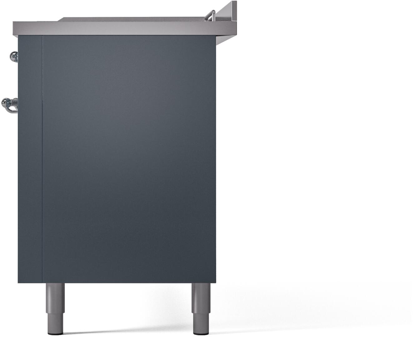 Ilve UP60FSNMPBGC Nostalgie Ii 60 Inch Dual Fuel Natural Gas Freestanding Range In Blue Grey With Chrome Trim