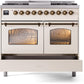 Ilve UPD40FNMPAWB Nostalgie Ii 40 Inch Dual Fuel Natural Gas Freestanding Range In Antique White With Bronze Trim