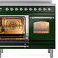 Ilve UPDI406NMPEGC Nostalgie Ii 40 Inch Electric Freestanding Range In Emerald Green With Chrome Trim