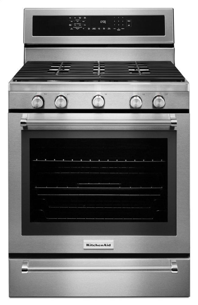 Kitchenaid KFGS530ESS 30-Inch 5 Burner Gas Convection Range With Warming Drawer - Stainless Steel