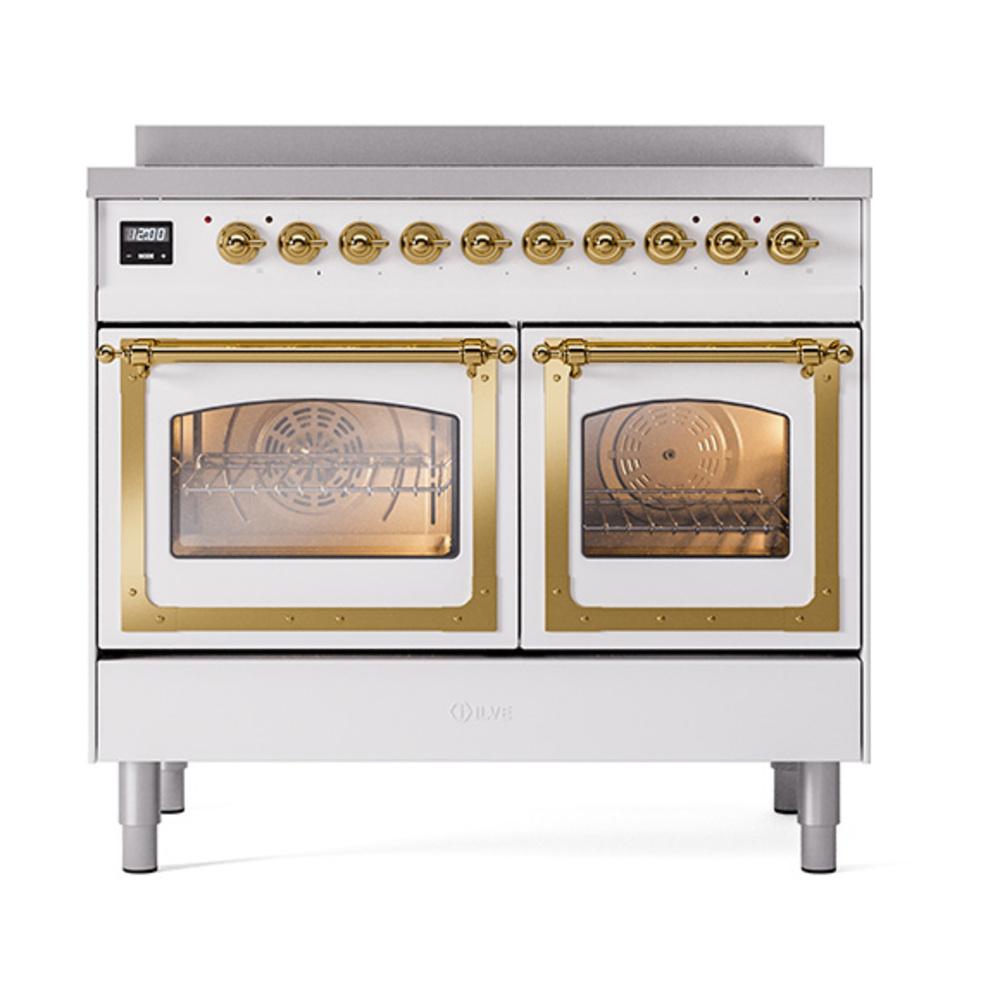 Ilve UNDI406NMPWHG Ilve Undi406Nmpwhg Nostalgie Ii Noblesse 40" Induction Range (Triple Glass Door, White, Brass)