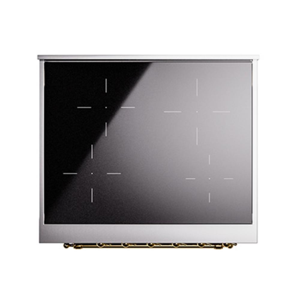 Ilve UNI304QNMPBKG Ilve Uni304Qnmpbkg Nostalgie Ii Noblesse 30" Induction Range (Solid Door, Glossy Black, Brass)