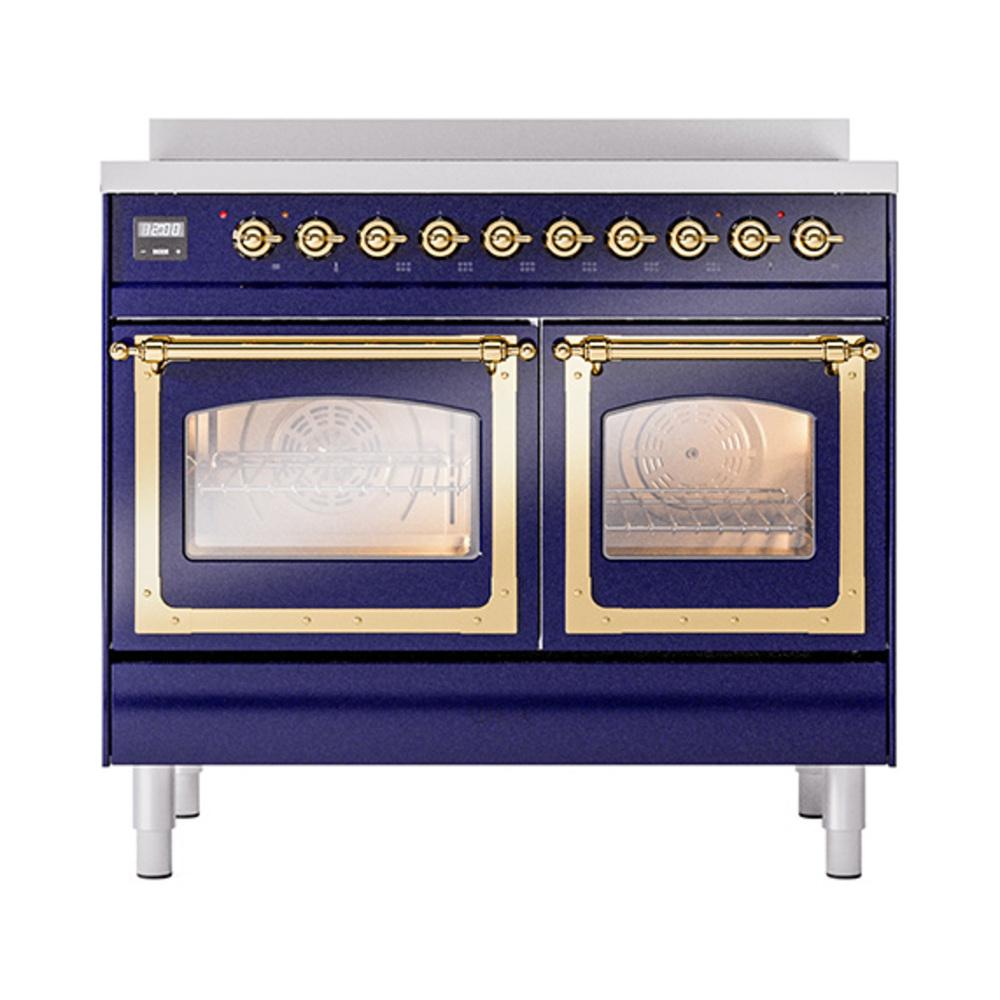 Ilve UNDI406NMPMBG Ilve Undi406Nmpmbg Nostalgie Ii Noblesse 40" Induction Range (Triple Glass Door, Midnight Blue, Brass)