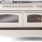 Ilve UP60FSNMPAWC Nostalgie Ii 60 Inch Dual Fuel Natural Gas Freestanding Range In Antique White With Chrome Trim