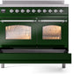 Ilve UPDI406NMPEGC Nostalgie Ii 40 Inch Electric Freestanding Range In Emerald Green With Chrome Trim