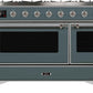 Ilve UM12FDNS3BGCLP Majestic Ii 48 Inch Dual Fuel Liquid Propane Freestanding Range In Blue Grey With Chrome Trim