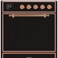 Ilve UMI30QNE3BKP Majestic Ii 30 Inch Electric Freestanding Range In Glossy Black With Copper Trim