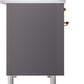 Ilve UP48FNMPMGG Nostalgie Ii 48 Inch Dual Fuel Natural Gas Freestanding Range In Matte Graphite With Brass Trim