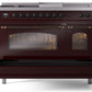 Ilve UP48FSNMPBUBLP Nostalgie Ii 48 Inch Dual Fuel Liquid Propane Freestanding Range In Burgundy With Bronze Trim