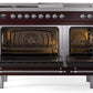 Ilve UP48FSNMPBUCLP Nostalgie Ii 48 Inch Dual Fuel Liquid Propane Freestanding Range In Burgundy With Chrome Trim