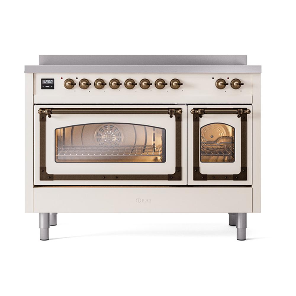 Ilve UNI486NMPAWB Ilve Uni486Nmpawb Nostalgie Ii Noblesse 48" Induction Range (Triple Glass Door, Antique White, Burnished)