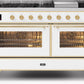 Ilve UM15FDNS3WHG Majestic Ii 60 Inch Dual Fuel Natural Gas Freestanding Range In White With Brass Trim