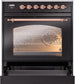 Ilve UP30NMPBKPLP Nostalgie Ii 30 Inch Dual Fuel Liquid Propane Freestanding Range In Glossy Black With Copper Trim