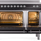 Ilve UPI486NMPBKC Nostalgie Ii 48 Inch Electric Freestanding Range In Glossy Black With Chrome Trim