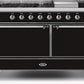 Ilve UM15FDQNS3BKC Majestic Ii 60 Inch Dual Fuel Natural Gas Freestanding Range In Glossy Black With Chrome Trim