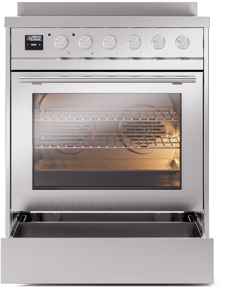 Ilve UPI304WMPSS Professional Plus Ii 30 Inch Electric Freestanding Range In Stainless Steel With Trim