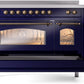 Ilve UPI486NMPMBB Nostalgie Ii 48 Inch Electric Freestanding Range In Blue With Bronze Trim