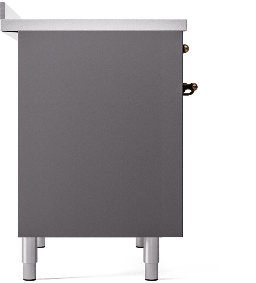 Ilve UPDI406NMPMGB Nostalgie Ii 40 Inch Electric Freestanding Range In Matte Graphite With Bronze Trim