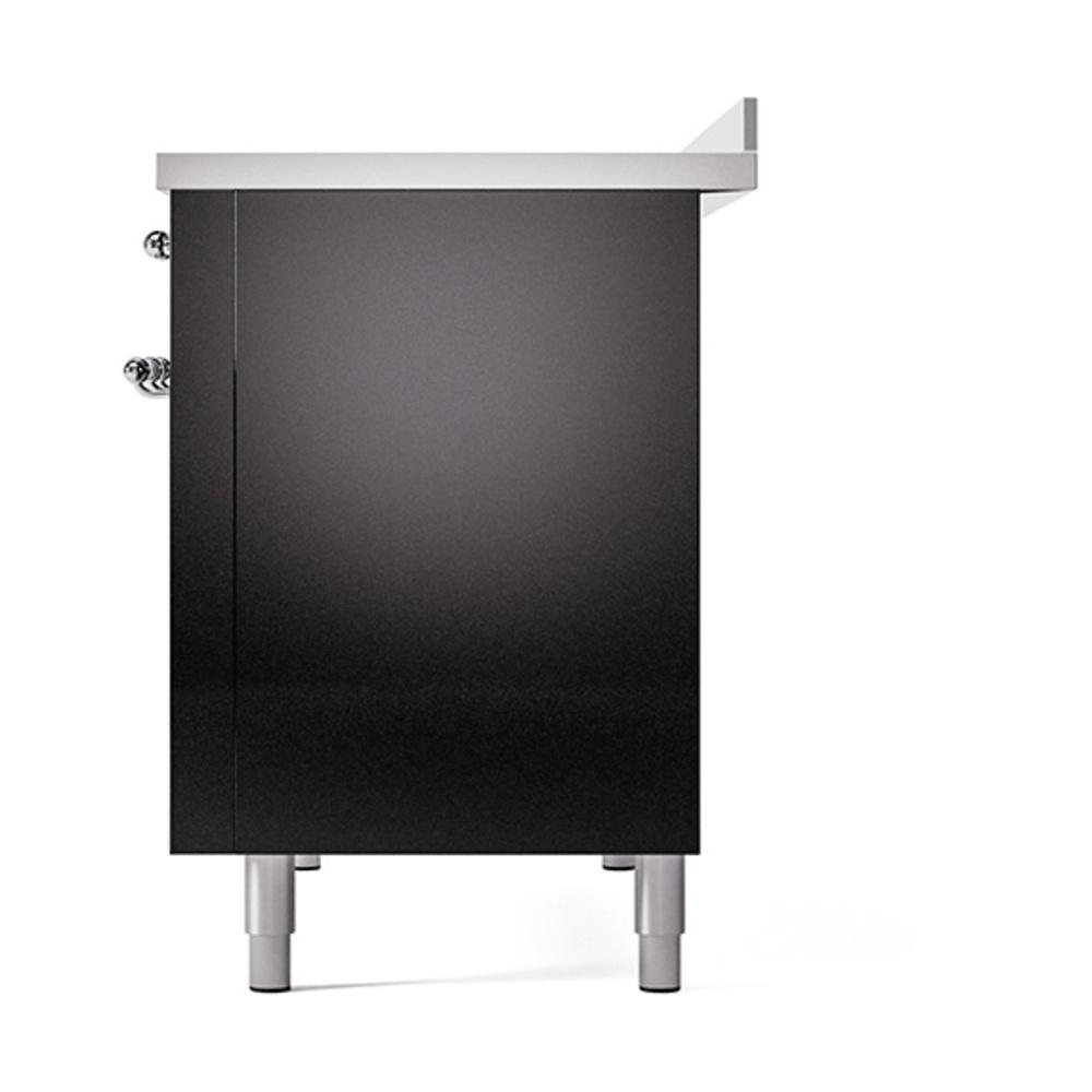 Ilve UNI486QNMPBKC Ilve Uni486Qnmpbkc Nostalgie Ii Noblesse 48" Induction Range (Solid Door, Glossy Black, Chrome)