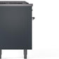 Ilve UP60FSNMPBGC Nostalgie Ii 60 Inch Dual Fuel Natural Gas Freestanding Range In Blue Grey With Chrome Trim