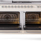 Ilve UP60FSNMPAWC Nostalgie Ii 60 Inch Dual Fuel Natural Gas Freestanding Range In Antique White With Chrome Trim