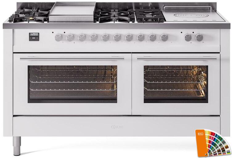 Ilve UP60FSWMPRA Professional Plus Ii 60 Inch Dual Fuel Natural Gas Freestanding Range In Ral Custom Color With Trim