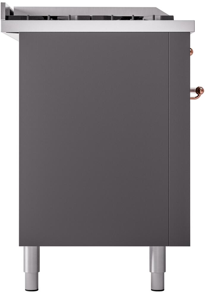 Ilve UP60FSNMPMGP Nostalgie Ii 60 Inch Dual Fuel Natural Gas Freestanding Range In Matte Graphite With Copper Trim