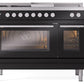 Ilve UP48FSWMPBKLP Professional Plus Ii 48 Inch Dual Fuel Liquid Propane Freestanding Range In Glossy Black With Trim