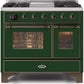 Ilve UMD10FDNS3EGB Majestic Ii 40 Inch Dual Fuel Natural Gas Freestanding Range In Emerald Green With Bronze Trim