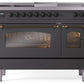 Ilve UP48FSNMPMGBLP Nostalgie Ii 48 Inch Dual Fuel Liquid Propane Freestanding Range In Matte Graphite With Bronze Trim